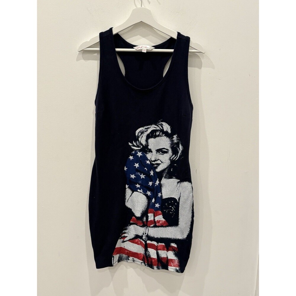 Marilyn Monroe Racerback Tank Jersey Dress Navy Sz L Sleeveless